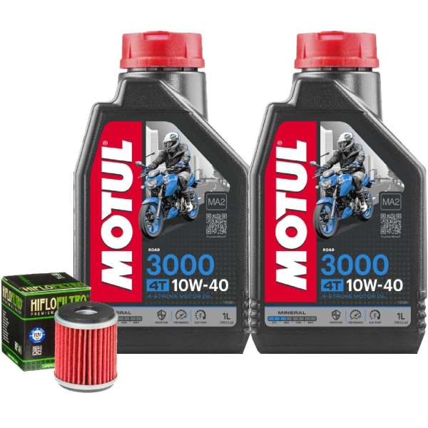 Set 2 Buc Ulei Motor Motul 3000 4T 10W-40 Mineral MA2 1L 107672 + Filtru Ulei Moto Hiflofiltro Yamaha CZD300 A X-Max 2017→ HF141